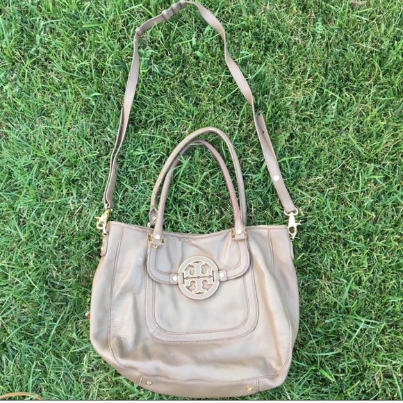 Tory Burch Handbags - Tory Burch • Amanda Hobo style cement tan gray bag purse